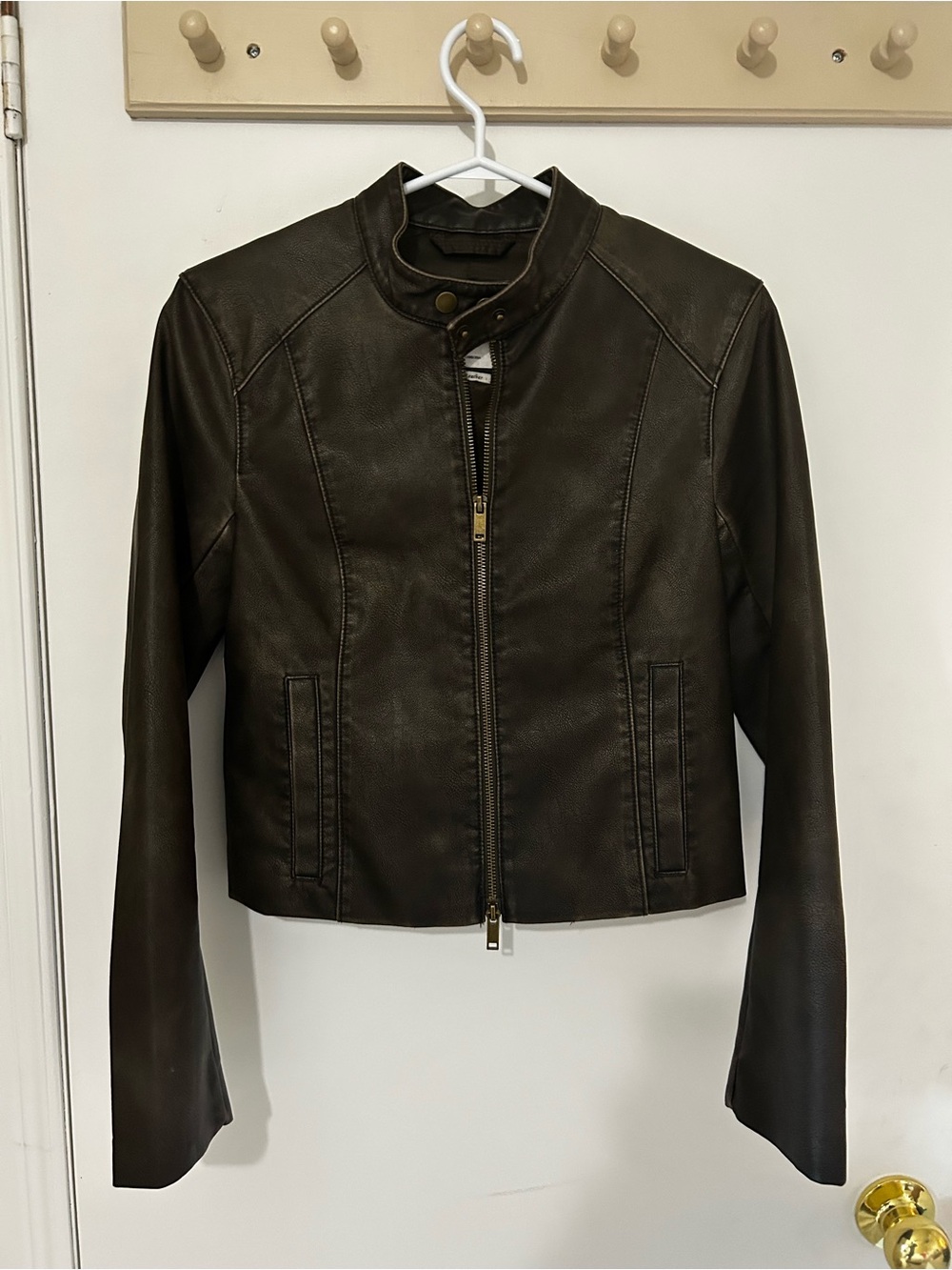 Abercrombie Women's Dark Brown Vegan Leather Jacket